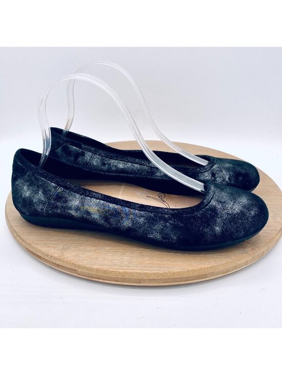 Taos Footwear Shoes - Taos Shoes Womens 8 Black Leather Tie Dye Comfort Ballet Flats